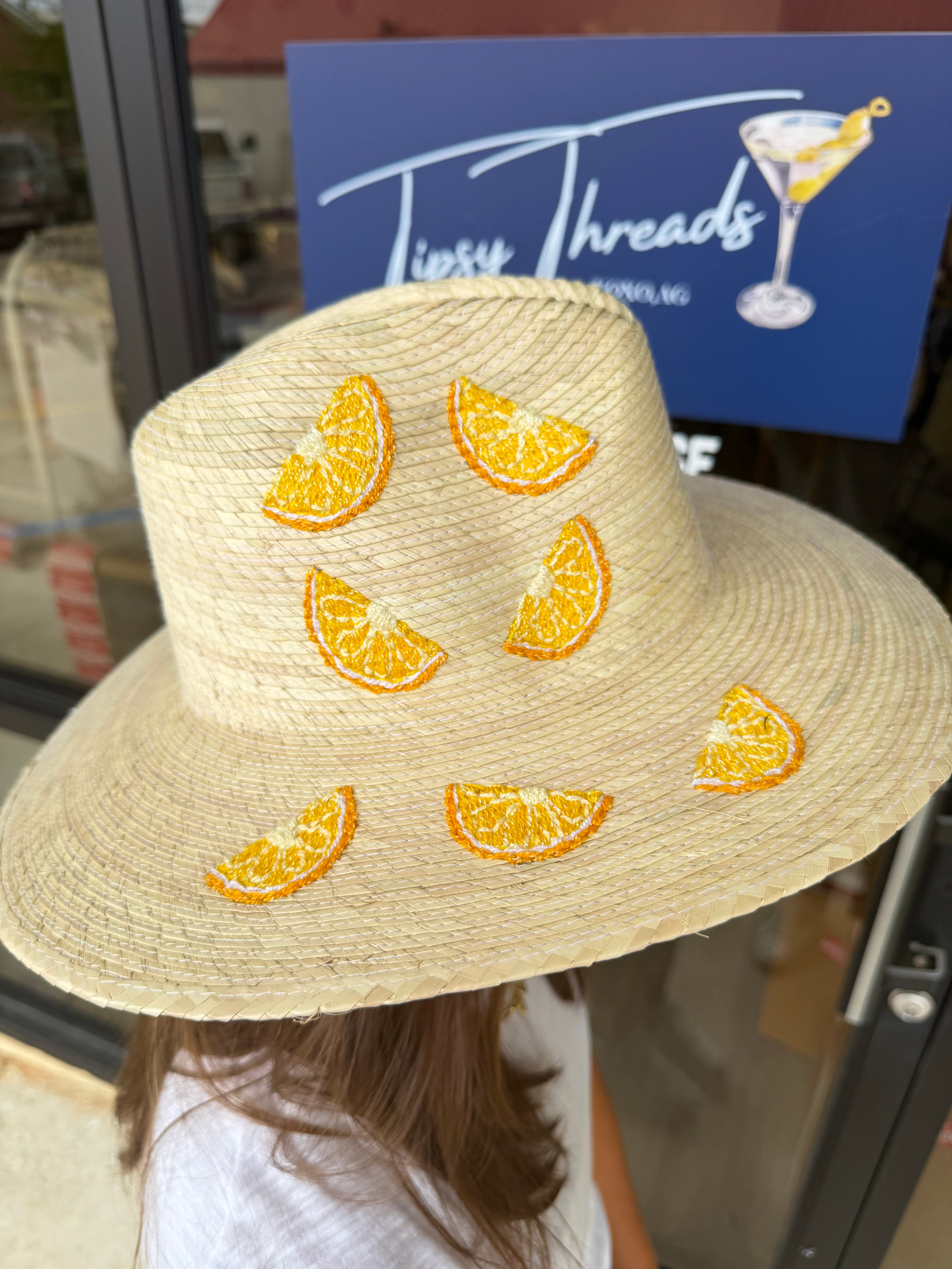 Handwoven Straw Palm Hat - Lemons