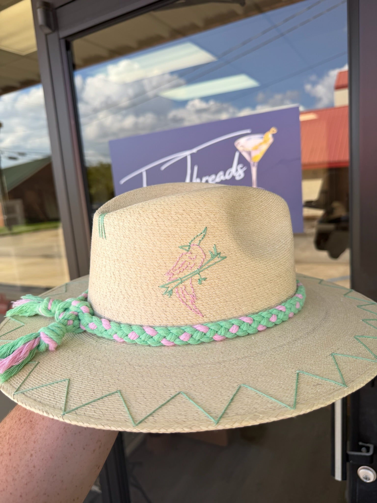 White Palm - Green & Pink Bird Bam