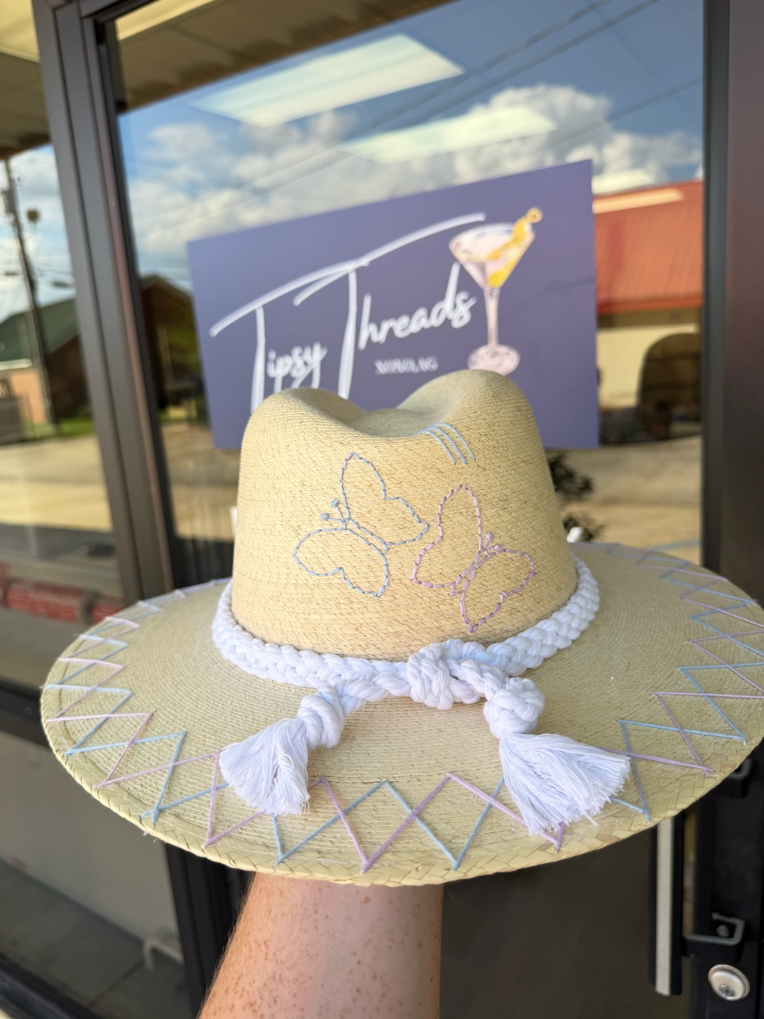 White Palm - Lavender & Blue Double Butterfly
