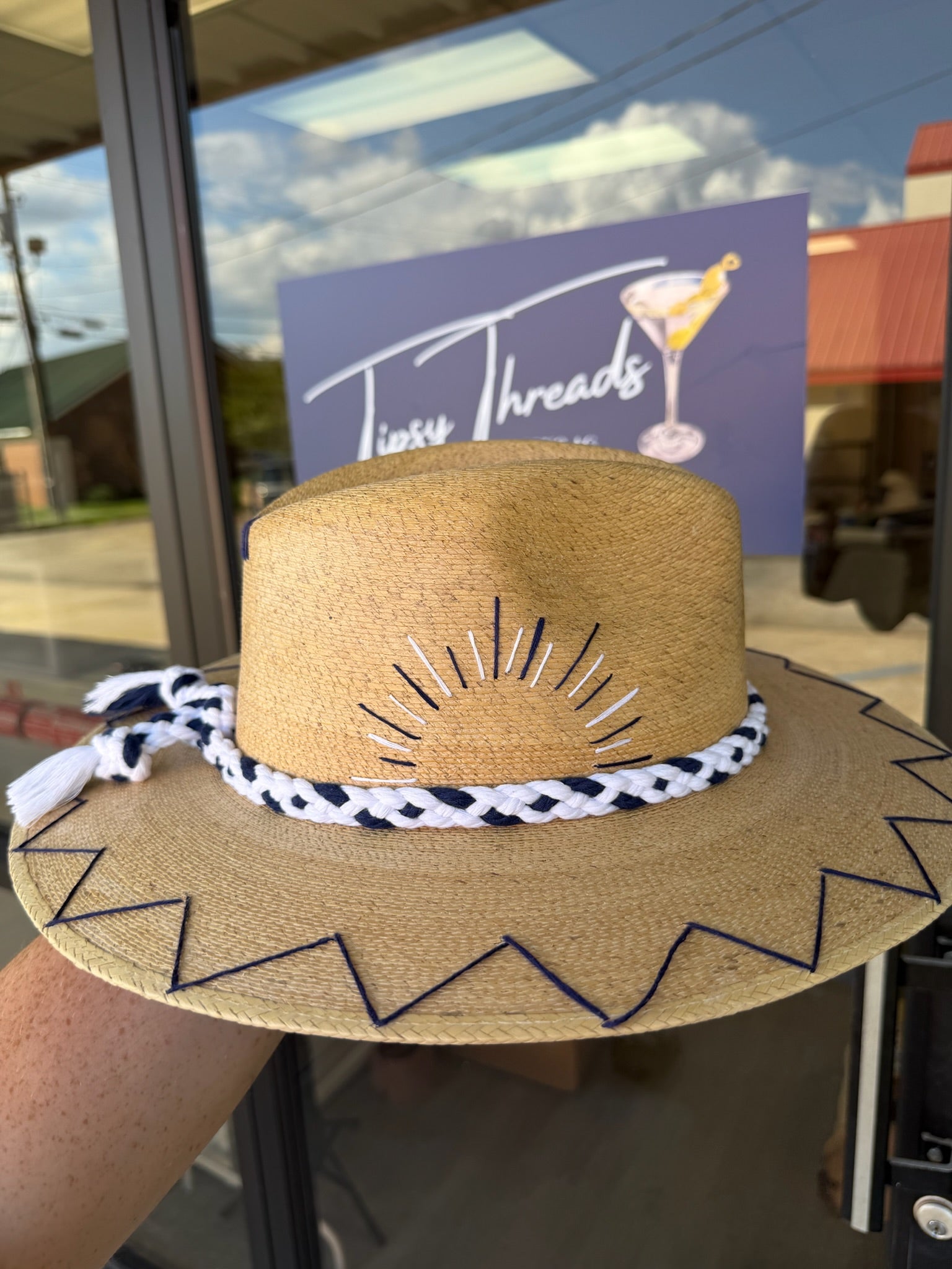 Natural Palm - Navy Side Suns