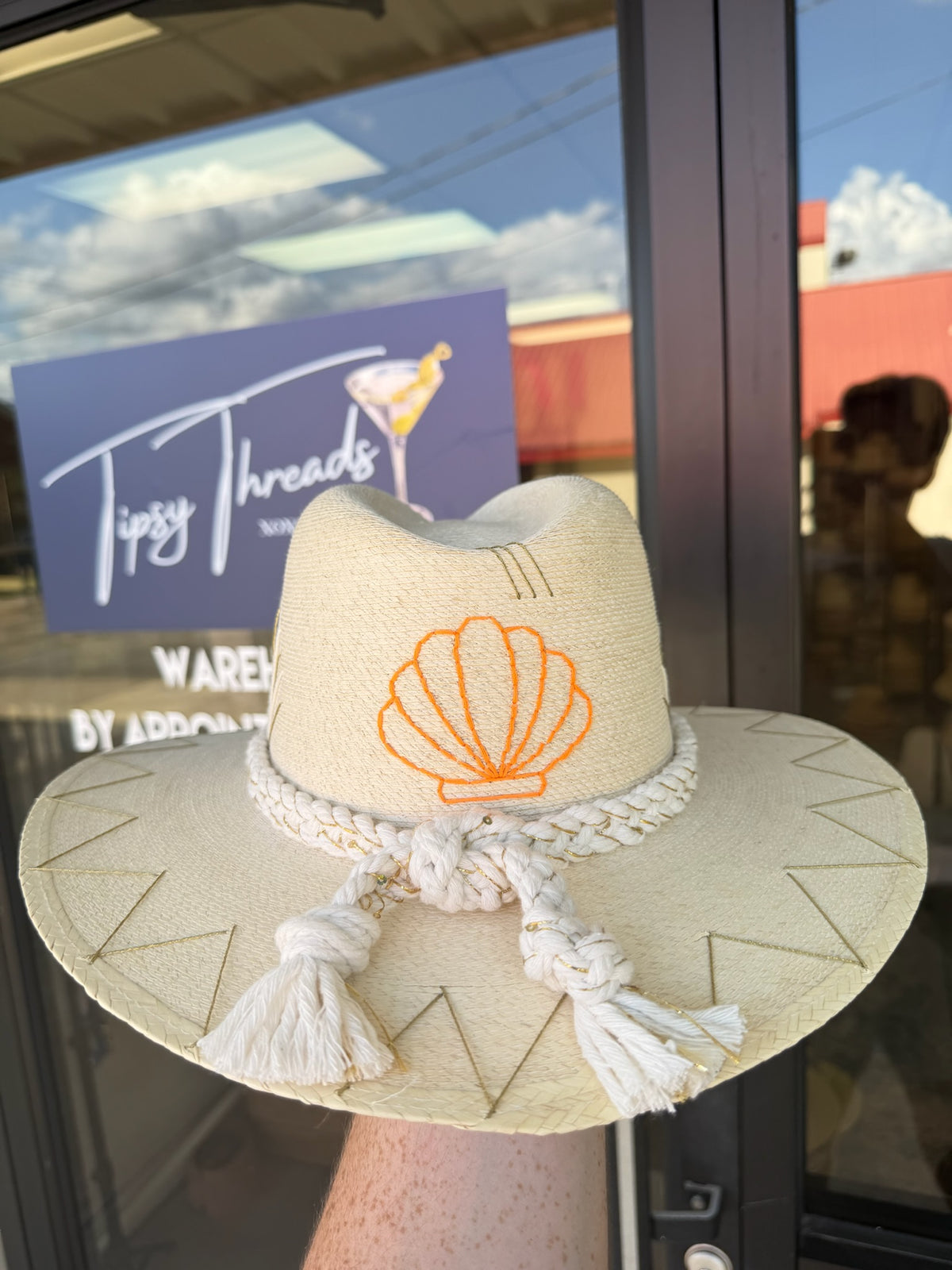 White Palm - Cream & Gold Agave - Orange Shell