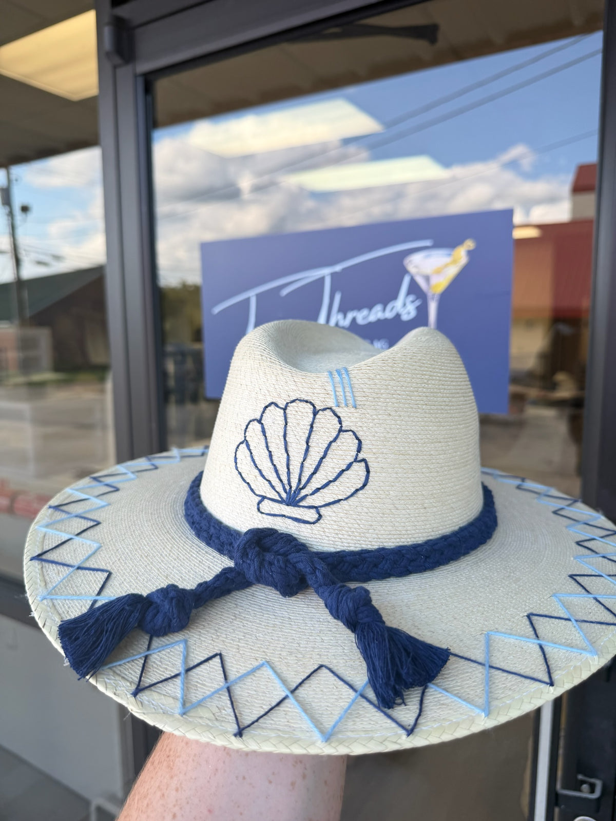 White Palm - Navy Shell