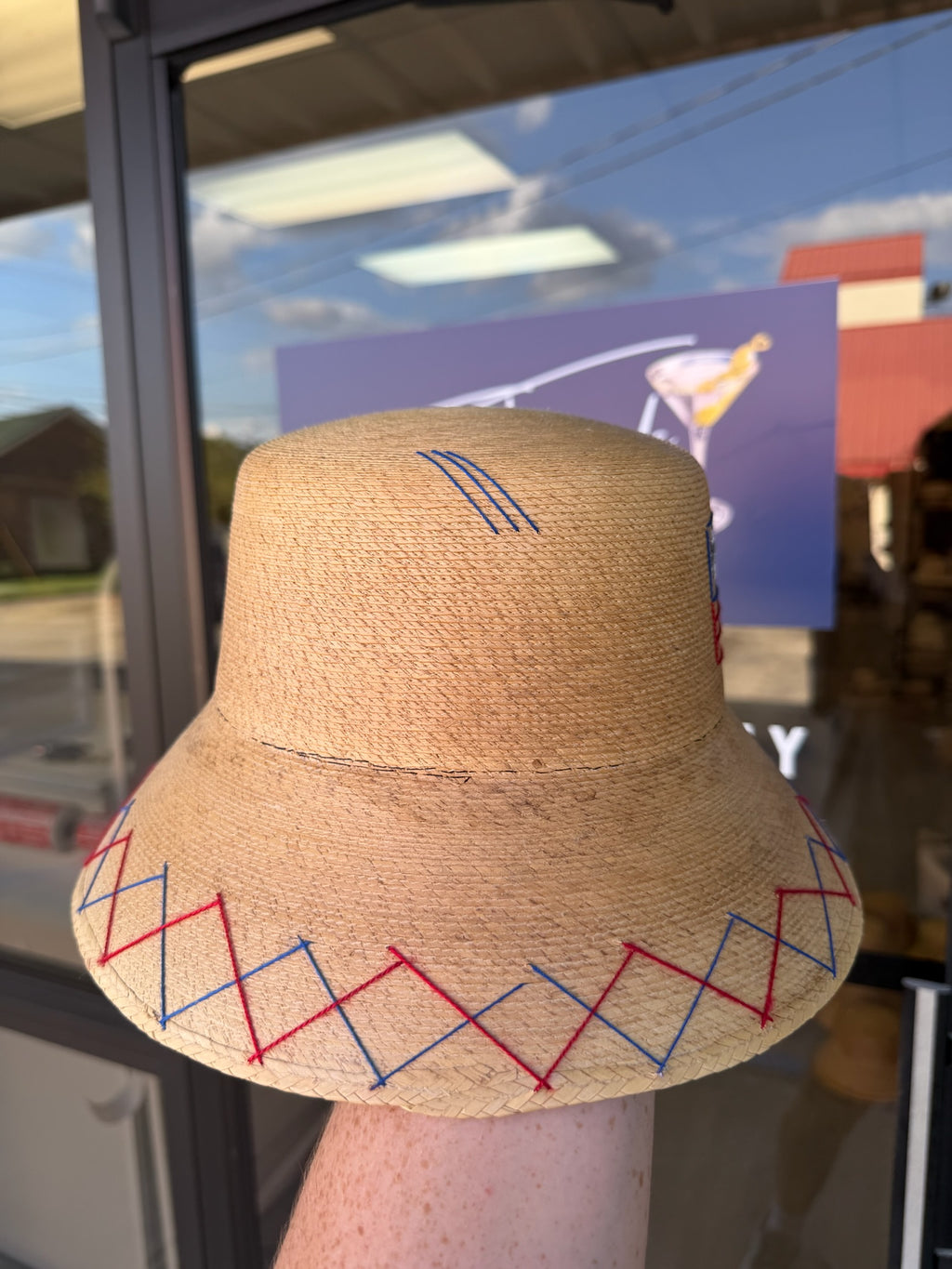 Bucket - Natural Palm - American Flag - Double Zig Zag