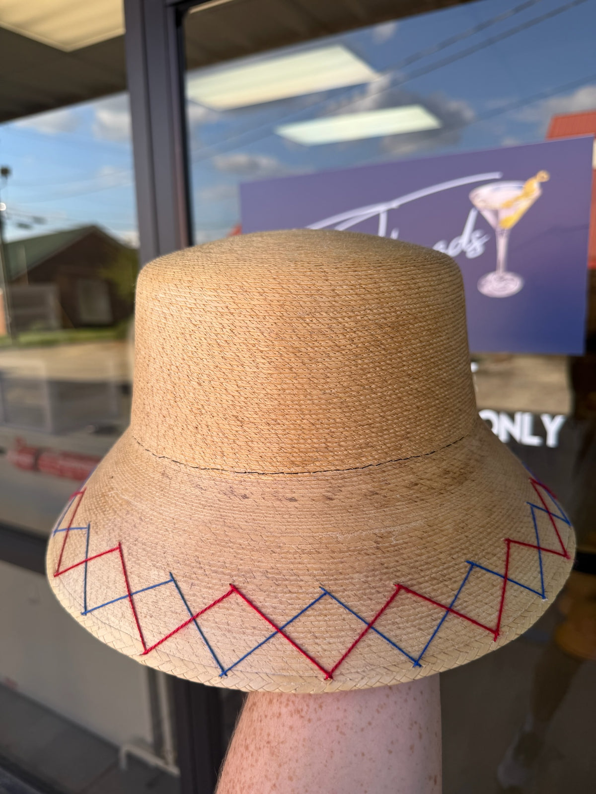 Bucket - Natural Palm - American Flag - Double Zig Zag