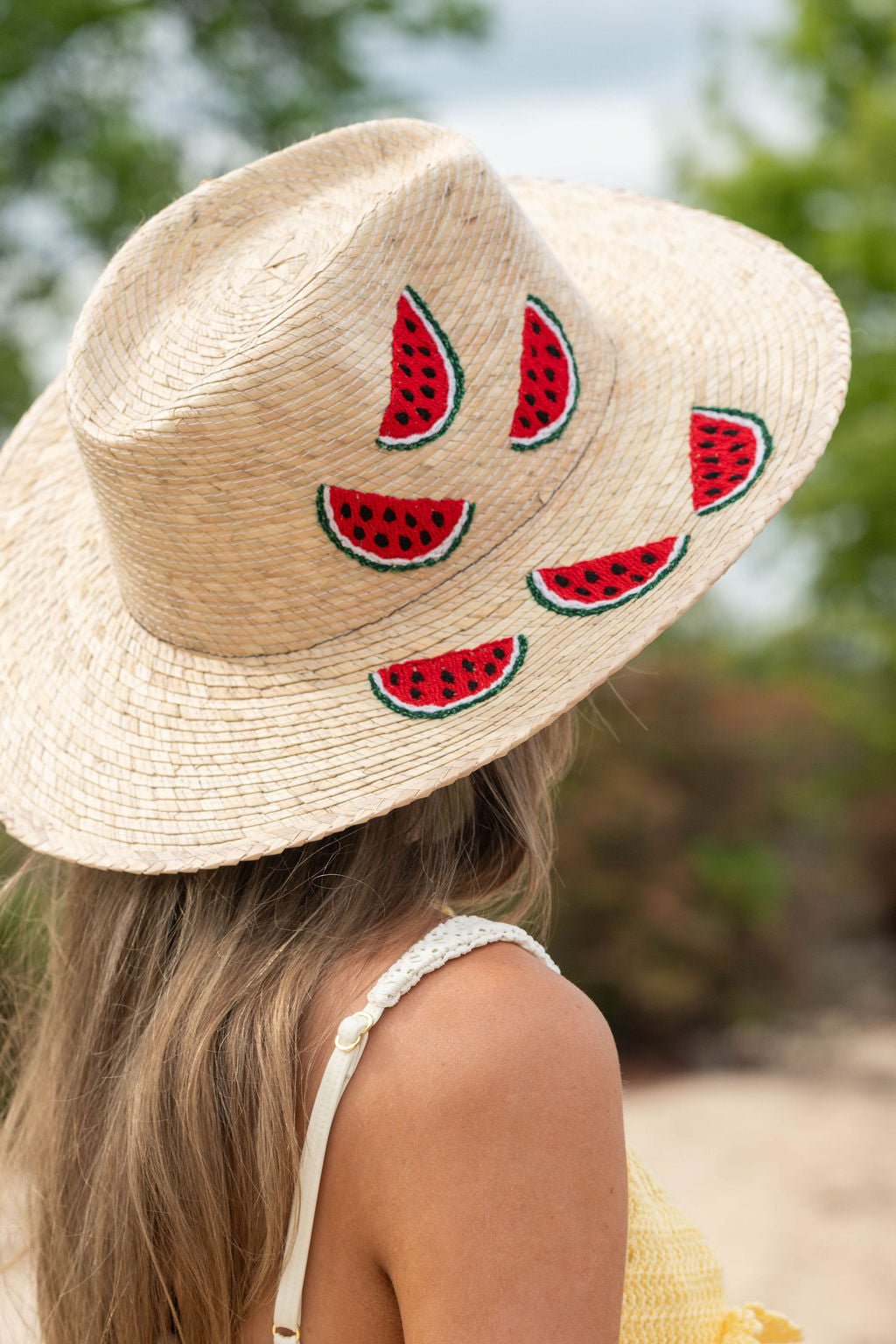 Handwoven Straw Palm Hat - Watermelon