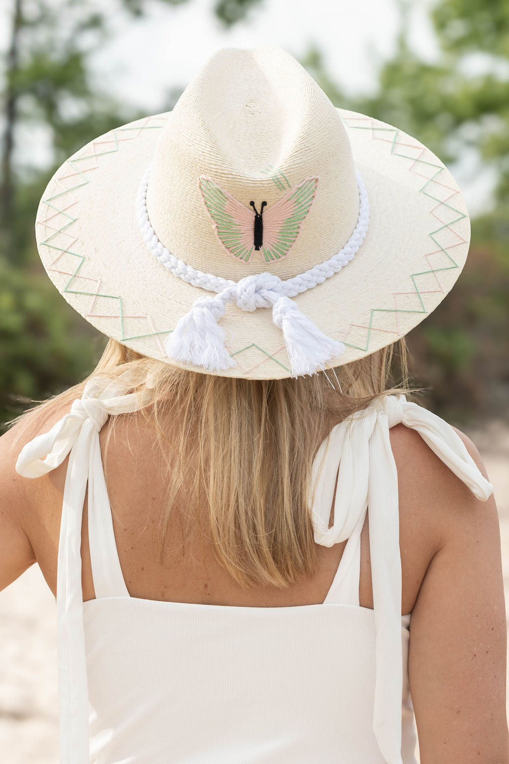 White Palm - Pink & Green Butterfly