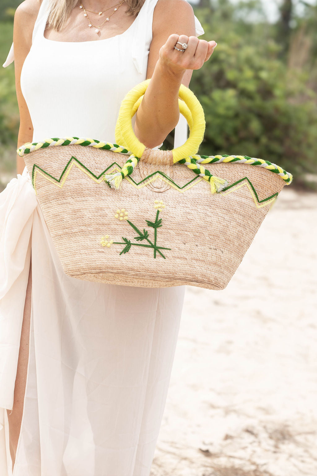 Flower Palm Bag - Neon Yellow