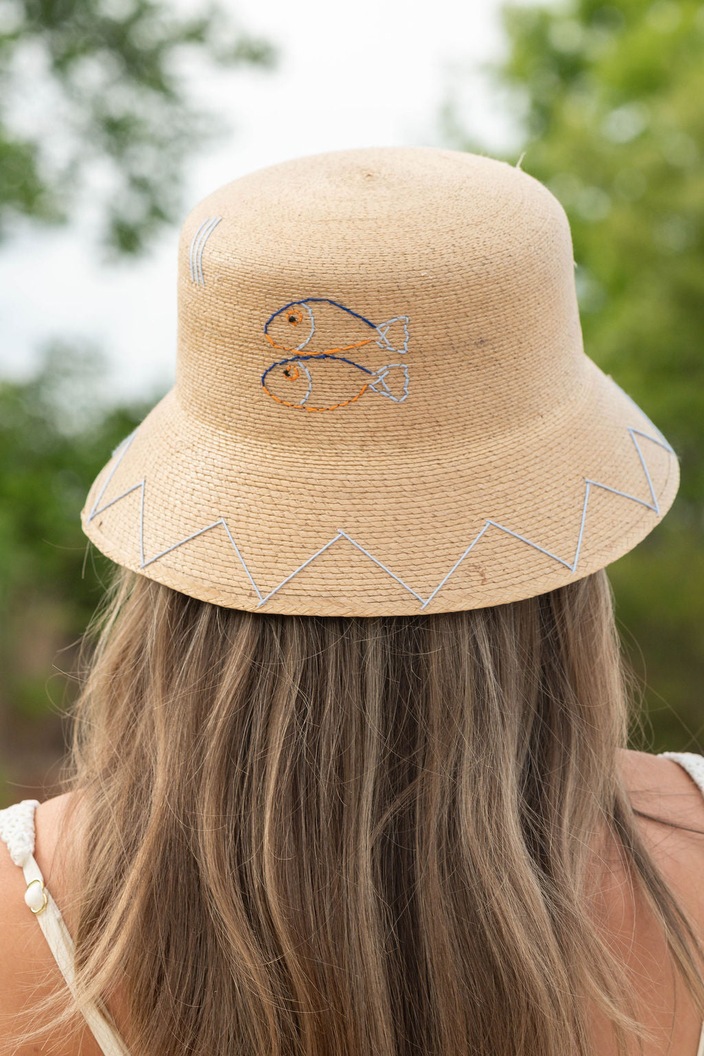 Bucket - Natural Palm - Multi Fish