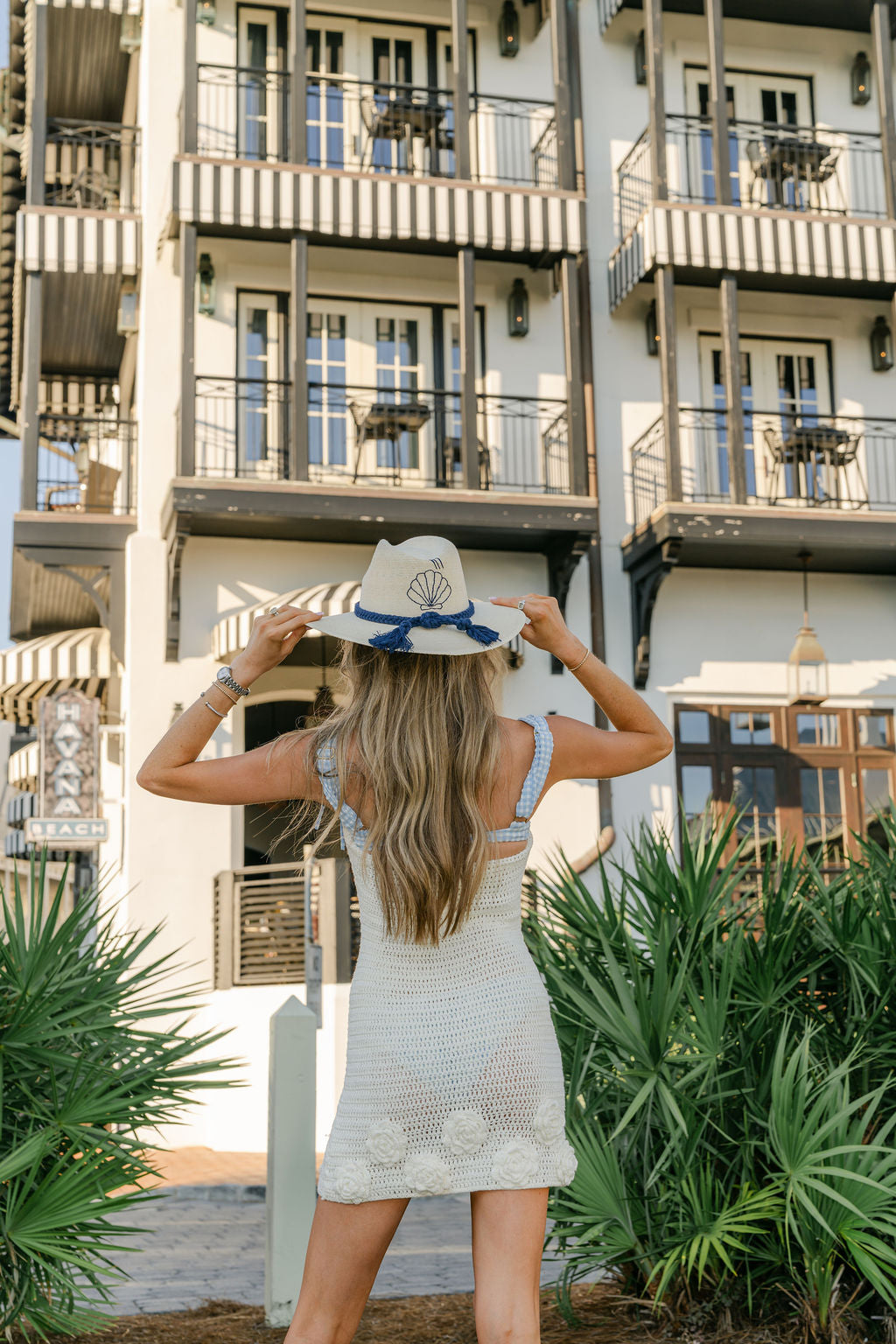 White Palm - Navy Shell
